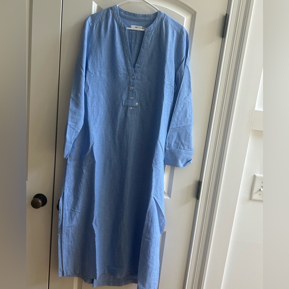 Vineyard Vines Light Blue Casual Button-Front Tunic Shirt